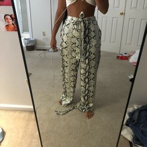 flowy snakeskin pants